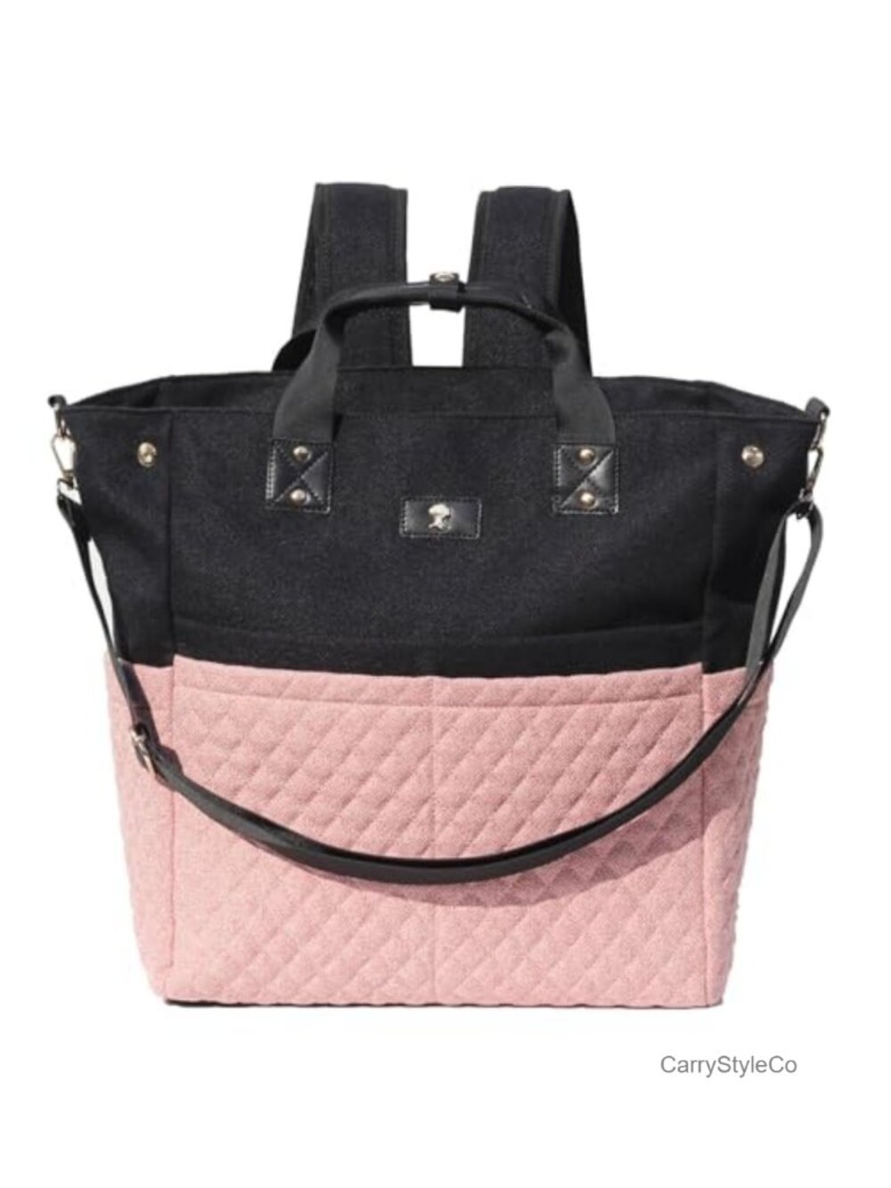 3-in-1 Diaper Tote Bag Backpack Crossbody Water-Resistant Canvas Leather